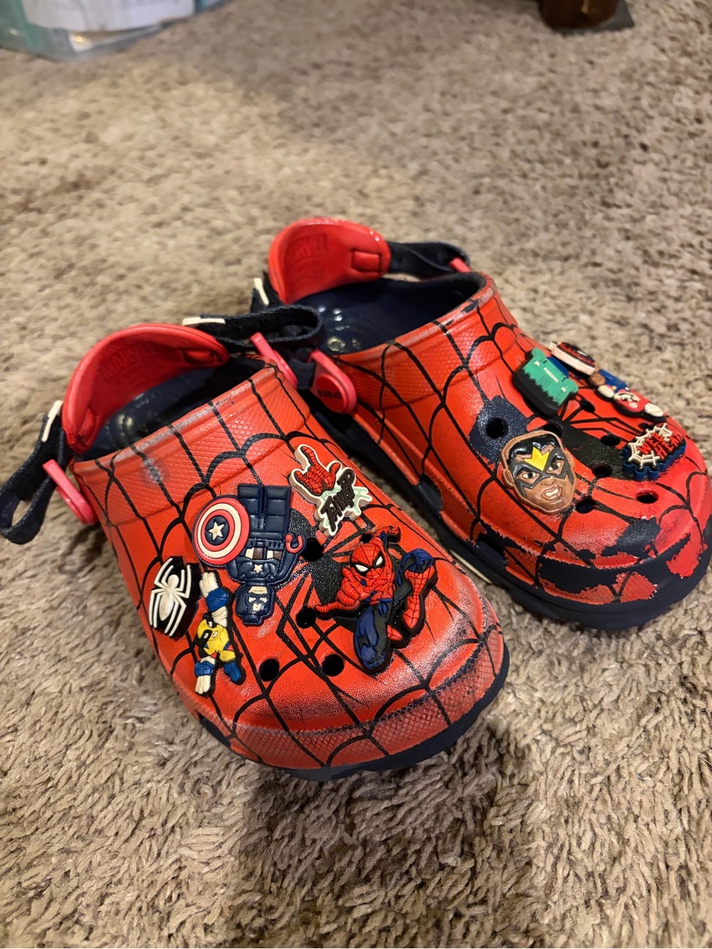 Kids Red Spider-Man Clog Shoes with Marvel Character Charms